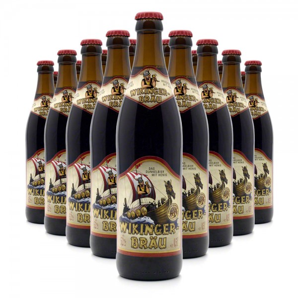 Wikinger-Bräu Honigbier - Dunkelbier mit 20% edlem Honigwein - 18 Flaschen