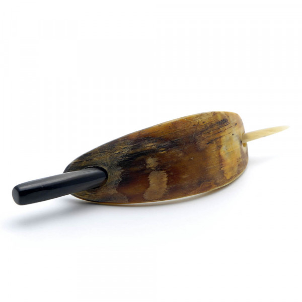 Haarspange mit Nadel aus echtem Horn - natur, 10 cm - Vorschau