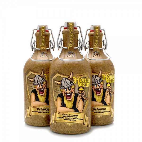 lieblicher Met - süßer Honigwein - 3 Tonflaschen - Vorteilspaket