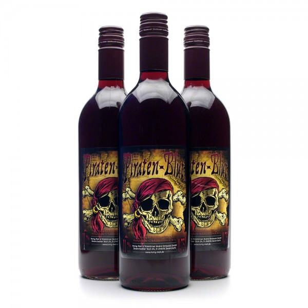 Met Piratenblut - Honigwein mit Johannisbeere - 3 Flaschen Vorteilspaket