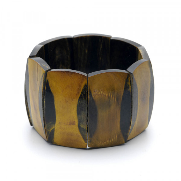 Armband - echtes Horn, ocker-schwarz - 45 mm - auf weiß stehend