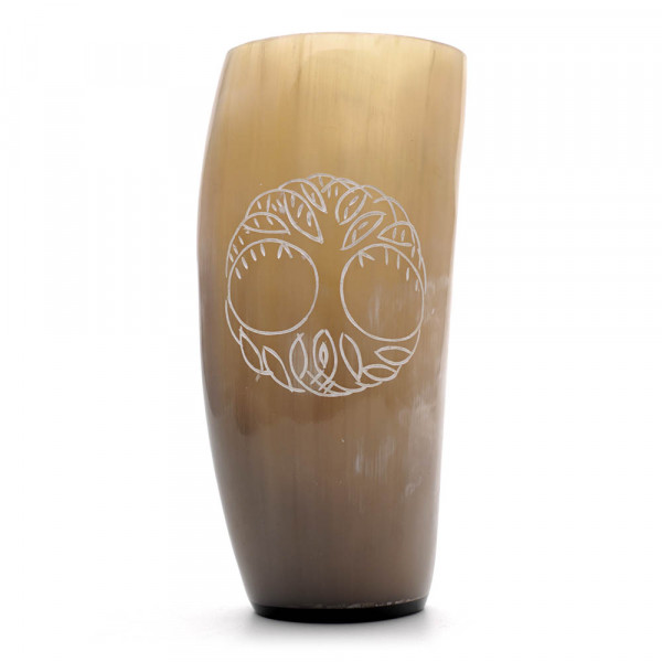 Hornbecher - mit Gravur Yggdrasil - Hornboden, 250 ml