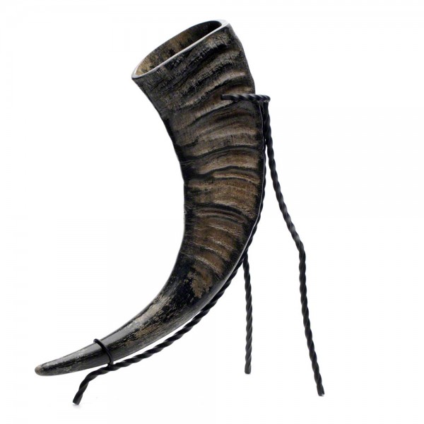 Trinkhorn, Met-Horn aus echtem Wasserbüffelhorn - 0,8 Liter, natur - rechts