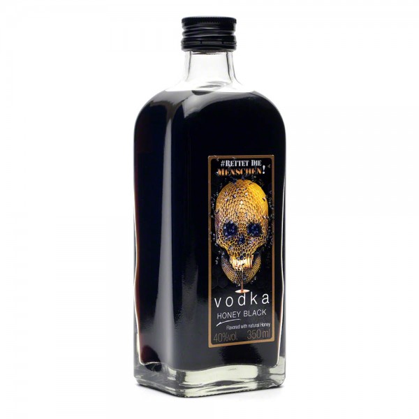 Vodka Honey Black - schwarzer Vodka mit Honig - 350 ml Flasche - 40 % Vol. alc. - Front Seite