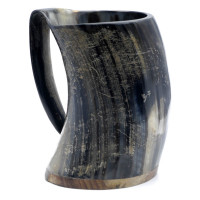 Hornbecher - echtes Rinderhorn mit Holzboden - Volumen 1,7 Liter - Vorschau