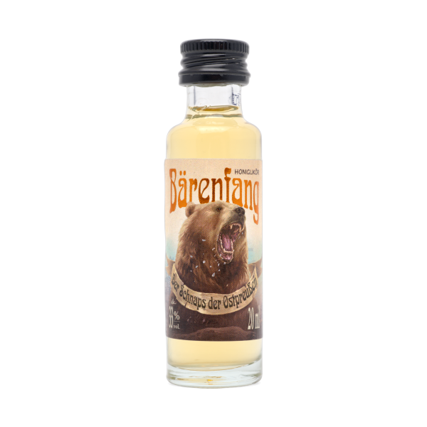 Bestmet Honiglikör Bärenfang – 20-ml-Miniflasche, Frontansicht © BestMet