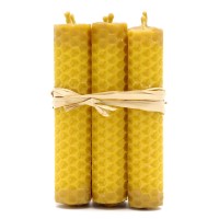 Bienenwachskerze mit Wabenstruktur - Handarbeit - 10 x 2 cm - 6er Pack