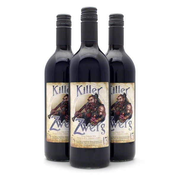 Met Killer Zwerg - Honigwein mit 20% Holunderwein - 3 Flaschen Vorteilspaket